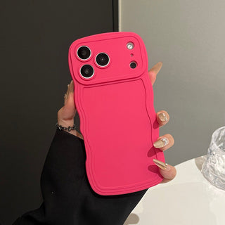 Auramma Collections Minimalist Aesthetic Wavy Edge Matte Plain White Pink Blue Black Green Fuchsia Yellow Soft TPU Case iPhone 17 16 15 Pro Max Plus Air