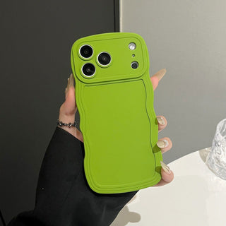 Auramma Collections Minimalist Aesthetic Wavy Edge Matte Plain White Pink Blue Black Green Fuchsia Yellow Soft TPU Case iPhone 17 16 15 Pro Max Plus Air