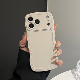 Auramma Collections Minimalist Aesthetic Wavy Edge Matte Plain White Pink Blue Black Green Fuchsia Yellow Soft TPU Case iPhone 17 16 15 Pro Max Plus Air