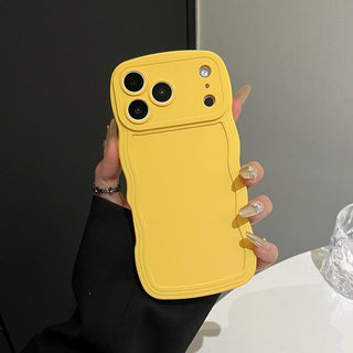 Auramma Collections Minimalist Aesthetic Wavy Edge Matte Plain White Pink Blue Black Green Fuchsia Yellow Soft TPU Case iPhone 17 16 15 Pro Max Plus Air