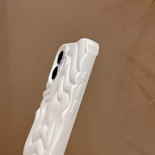 Auramma Collections Y2K Dreamy Softcore Pearl White 3D Textured Surface Groovy Star Soft TPU Case iPhone 16 15 14 13 Pro Max