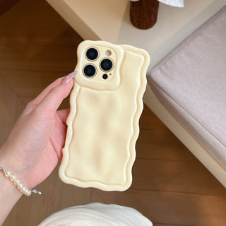 Auramma Collections Avant Basic 3D Meteorite Style Surface Wavy Edge Glossy Butter Yellow Sakura Pink Green Coffee Brown White Wine Red Purple Metallic Black Gold Silver Blue Pink Soft TPU Case iPhone 17 16 15 14 13 12 Pro Max Plus Air 16e