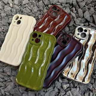 Auramma Collections Avant Basic Plain Glossy White Green Wine Red Matte Radiant Purple Metallic Silver 3D Linear Wavy Style Soft TPU Case iPhone 16 15 14 13 12 11 Pro Max Plus