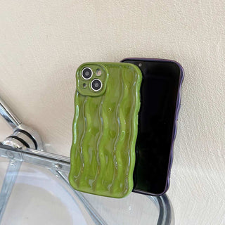 Auramma Collections Avant Basic Plain Glossy White Green Wine Red Matte Radiant Purple Metallic Silver 3D Linear Wavy Style Soft TPU Case iPhone 16 15 14 13 12 11 Pro Max Plus