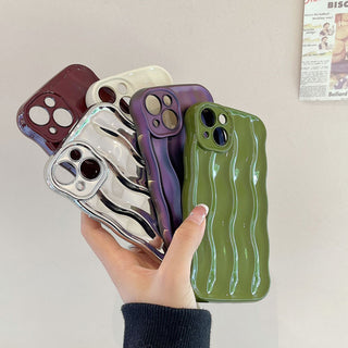 Auramma Collections Avant Basic Plain Glossy White Green Wine Red Matte Radiant Purple Metallic Silver 3D Linear Wavy Style Soft TPU Case iPhone 16 15 14 13 12 11 Pro Max Plus
