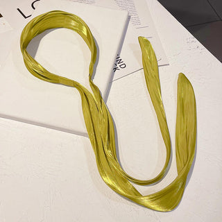 Auramma Collections SS23 Elegant Chic French Girl Spring Summer Style Satin Sheer Plain Color Black Blue Green Champagne Pink Mustard Yellow Long Ribbon Hair Band Bow Braid Accessories