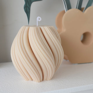 Auramma Avant Basic Pastel Nude Shades White Dusty Pink Beige Milk Tea Bold Wide Snowflake Ribbed Swirl Handmade Scented Aromatherapy Soy Wax Candle