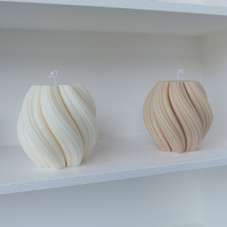 Auramma Avant Basic Pastel Nude Shades White Dusty Pink Beige Milk Tea Bold Wide Snowflake Ribbed Swirl Handmade Scented Aromatherapy Soy Wax Candle