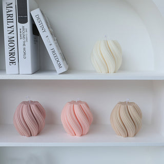 Auramma Avant Basic Pastel Nude Shades White Dusty Pink Beige Milk Tea Bold Wide Snowflake Ribbed Swirl Handmade Scented Aromatherapy Soy Wax Candle