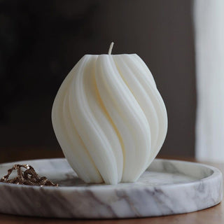 Auramma Avant Basic Pastel Nude Shades White Dusty Pink Beige Milk Tea Bold Wide Snowflake Ribbed Swirl Handmade Scented Aromatherapy Soy Wax Candle