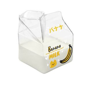 Auramma Collections Japanese Style Cute 3D Glass Strawberry Avocado Peach Banana Yogurt Milk Carton Shaped Cup
