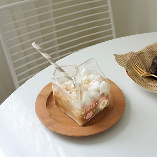 Auramma Collections Japanese Style Cute 3D Glass Strawberry Avocado Peach Banana Yogurt Milk Carton Shaped Cup