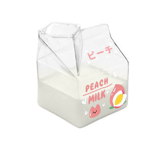 Auramma Collections Japanese Style Cute 3D Glass Strawberry Avocado Peach Banana Yogurt Milk Carton Shaped Cup