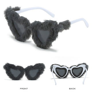 Auramma Collections Y2K Extra Plush Heart Shaped Frame White Purple Pink Blue Brown Black Colored Lenses Sunglasses