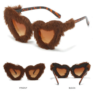 Auramma Collections Y2K Extra Plush Heart Shaped Frame White Purple Pink Blue Brown Black Colored Lenses Sunglasses