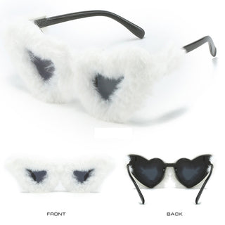 Auramma Collections Y2K Extra Plush Heart Shaped Frame White Purple Pink Blue Brown Black Colored Lenses Sunglasses