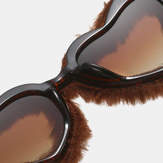 Auramma Collections Y2K Extra Plush Heart Shaped Frame White Purple Pink Blue Brown Black Colored Lenses Sunglasses