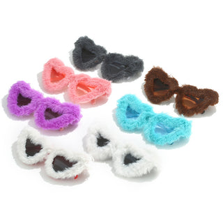 Auramma Collections Y2K Extra Plush Heart Shaped Frame White Purple Pink Blue Brown Black Colored Lenses Sunglasses