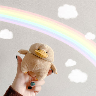 Auramma Collections funny cute adorable ugly plush fluffy duck AirPods 1/2 Pro 3 case perfect holiday gift for her