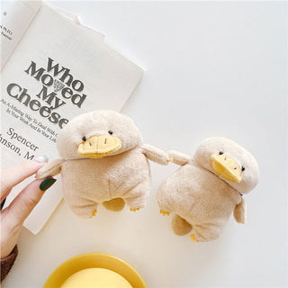 Auramma Collections funny cute adorable ugly plush fluffy duck AirPods 1/2 Pro 3 case perfect holiday gift for her