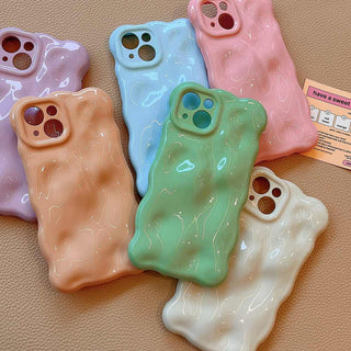 Auramma Collections Avant Basic Candy Colors Pastel Pink Blue Beige Orange White Lavender Purple Green 3D Bubbles Soft TPU Case iPhone 16 15 14 13 12 11 Pro Max Plus