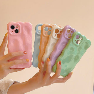Auramma Collections Avant Basic Candy Colors Pastel Pink Blue Beige Orange White Lavender Purple Green 3D Bubbles Soft TPU Case iPhone 16 15 14 13 12 11 Pro Max Plus