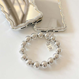 Auramma Collections Avant Basic Cool Aesthetic Glossy Silver Wavy Edge Beaded Bracelet Charm Soft TPU Case iPhone 14 13 12 11 Pro Max Plus X XS XR