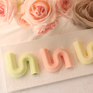 Auramma Collections Avant Basic Curvy N Shaped Stripe Finish Light Pastel Color Scented Candles