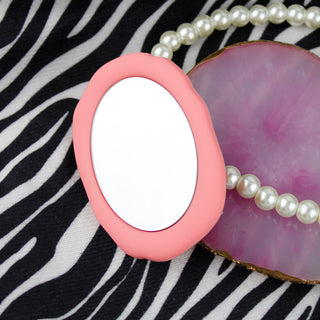 Auramma Collections Avant Basic Funky Bumpy Edge Oval Shape Bold Frame Plain Color Baby Hot Pink Wine Red Lavender Matcha Greyish Green Black Cream Blue Mirror Pull Out Phone Grip