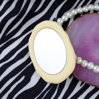 Auramma Collections Avant Basic Funky Bumpy Edge Oval Shape Bold Frame Plain Color Baby Hot Pink Wine Red Lavender Matcha Greyish Green Black Cream Blue Mirror Pull Out Phone Grip