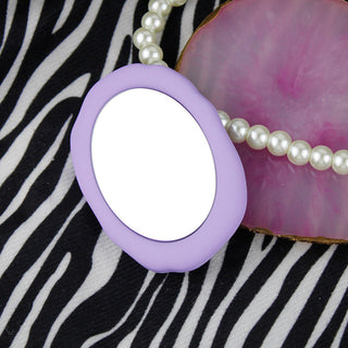 Auramma Collections Avant Basic Funky Bumpy Edge Oval Shape Bold Frame Plain Color Baby Hot Pink Wine Red Lavender Matcha Greyish Green Black Cream Blue Mirror Pull Out Phone Grip