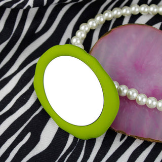 Auramma Collections Avant Basic Funky Bumpy Edge Oval Shape Bold Frame Plain Color Baby Hot Pink Wine Red Lavender Matcha Greyish Green Black Cream Blue Mirror Pull Out Phone Grip