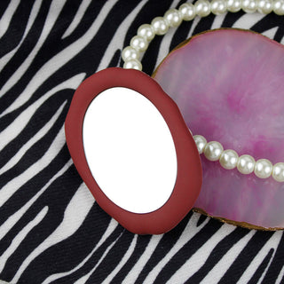 Auramma Collections Avant Basic Funky Bumpy Edge Oval Shape Bold Frame Plain Color Baby Hot Pink Wine Red Lavender Matcha Greyish Green Black Cream Blue Mirror Pull Out Phone Grip