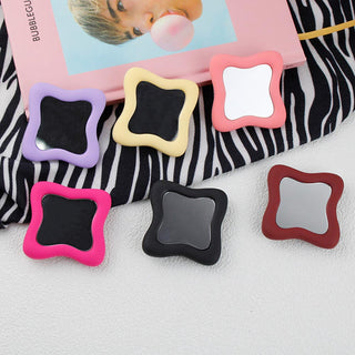 Auramma Collections Avant Basic Funky Inner Wavy Bold Color Hot Baby Pink Black Matcha Greyish Green Wine Red Lavender Purple Cream Frame Mirror Pull Out Phone Grip