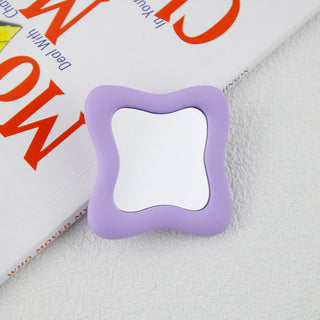 Auramma Collections Avant Basic Funky Inner Wavy Bold Color Hot Baby Pink Black Matcha Greyish Green Wine Red Lavender Purple Cream Frame Mirror Pull Out Phone Grip