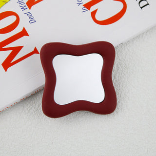 Auramma Collections Avant Basic Funky Inner Wavy Bold Color Hot Baby Pink Black Matcha Greyish Green Wine Red Lavender Purple Cream Frame Mirror Pull Out Phone Grip