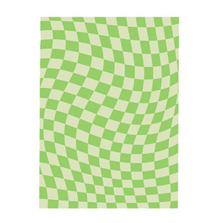 Auramma Collections Avant Basic Funky Popular Wavy Distorted Purple Pink Beige Blue Orange Green White Checkered Checkerboard Design Beside Living Area Rug