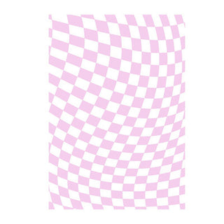 Auramma Collections Avant Basic Funky Popular Wavy Distorted Purple Pink Beige Blue Orange Green White Checkered Checkerboard Design Beside Living Area Rug