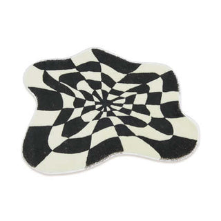 Auramma Collections Avant Basic Funky Wavy Distorted Dense Warped Colored Checkered Checkerboard Purple Yellow Black White Blue Green Orange Bedside Living Area Rug