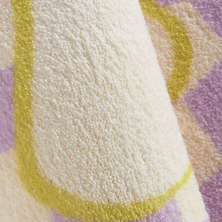 Auramma Collections Avant Basic Funky Wavy Distorted Dense Warped Colored Checkered Checkerboard Purple Yellow Black White Blue Green Orange Bedside Living Area Rug