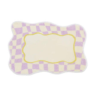 Auramma Collections Avant Basic Funky Wavy Distorted Dense Warped Colored Checkered Checkerboard Purple Yellow Black White Blue Green Orange Bedside Living Area Rug