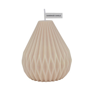 Auramma Collections Avant Basic Geometric Pear Shaped Stripe Finish Light Pastel Milk Tea Color Amber Oud Scented Candles