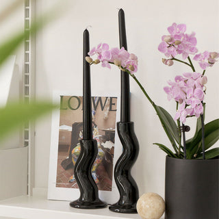 Auramma Collections Avant Basic Glossy Ceramic Large Small Purple White Black Twist Curve Candle Holder