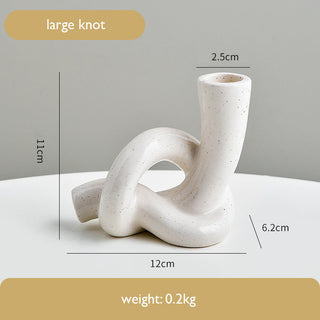 Auramma Collections Avant Basic Glossy Ceramic Freckles Knot Shaped Candle Holder