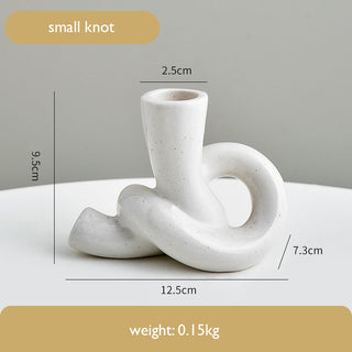 Auramma Collections Avant Basic Glossy Ceramic Freckles Knot Shaped Candle Holder