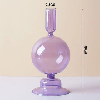 Auramma Collections Avant Basic Glossy Clear Purple Pink Funky Shape Candle Dried Flower Holder