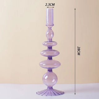 Auramma Collections Avant Basic Glossy Clear Purple Pink Funky Shape Candle Dried Flower Holder