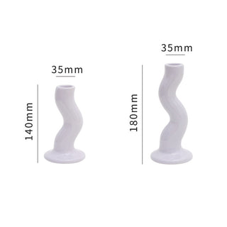 Auramma Collections Avant Basic Glossy Ceramic Large Small Purple White Black Twist Curve Candle Holder