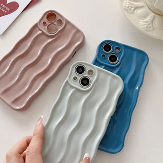 Auramma Collections Avant Basic Linear Wavy Glossy Finish Pastel Lavender Purple Blue Dusty Pink Light Grey Soft TPU Case iPhone 16 15 14 13 12 11 Pro Max Plus