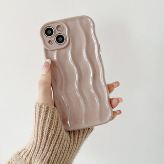 Auramma Collections Avant Basic Linear Wavy Glossy Finish Pastel Lavender Purple Blue Dusty Pink Light Grey Soft TPU Case iPhone 16 15 14 13 12 11 Pro Max Plus